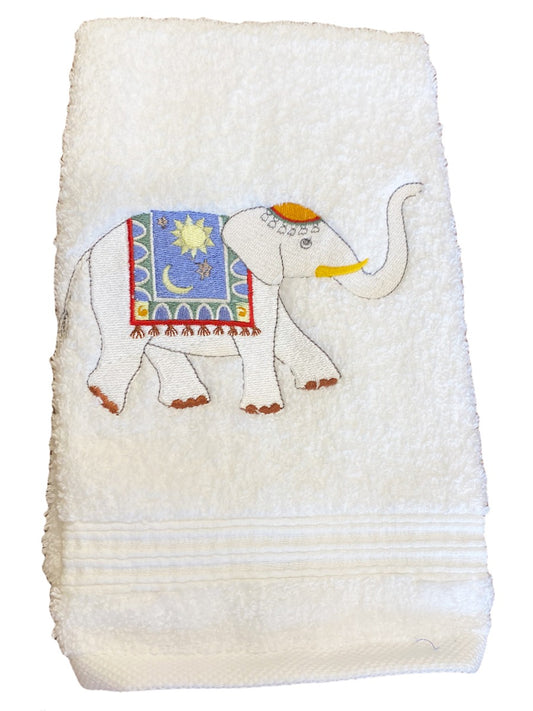 Guest Towel, Terry, Charming Elephant (Blue)