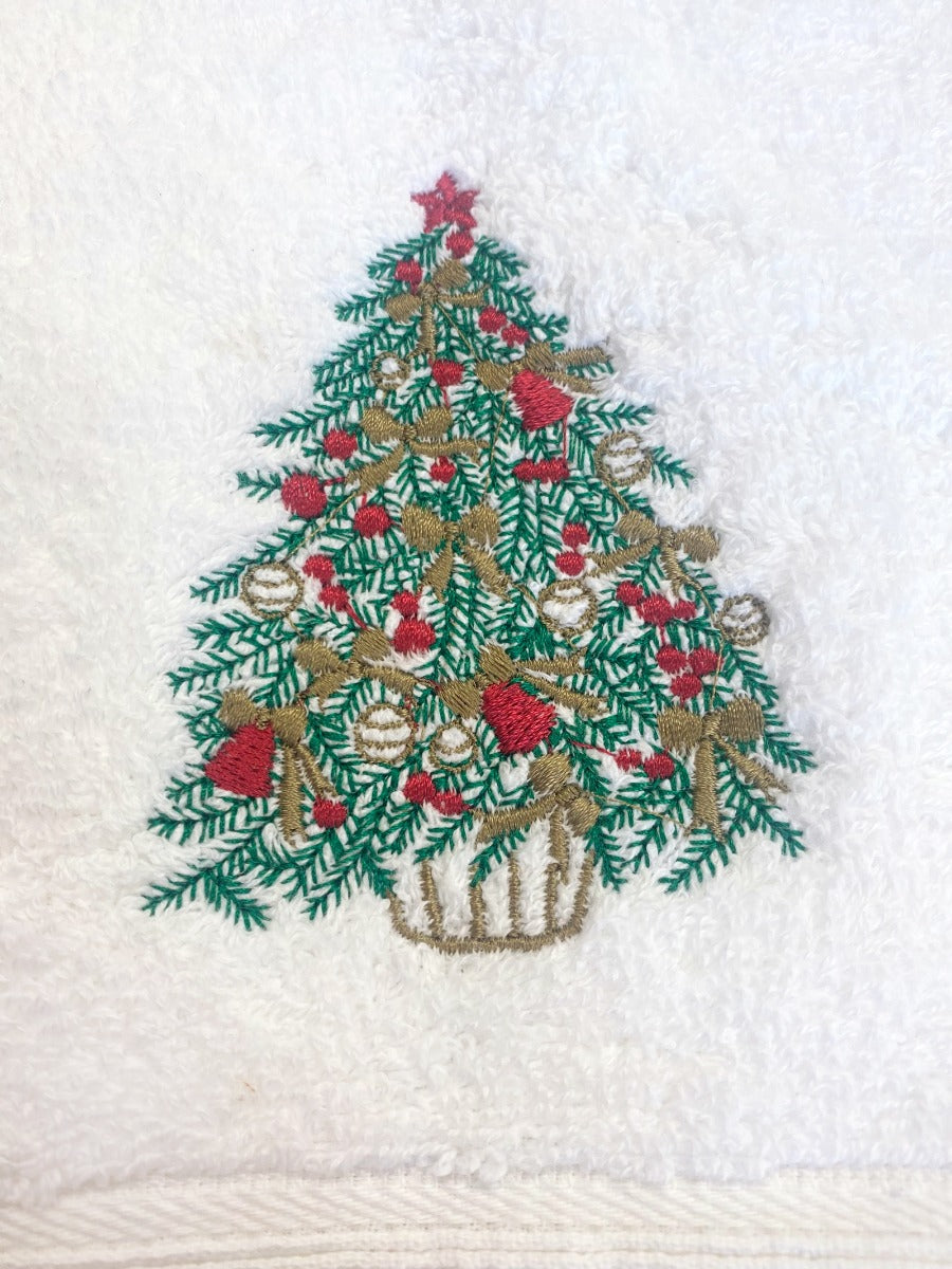 Guest Towel, Terry, Christmas Tree (Green / Red)