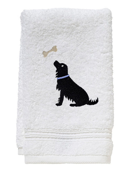 Guest Towel, Terry, Dog & Bone (Black)
