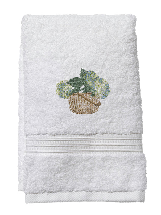 Guest Towel, Terry, Hydrangea Basket (Cream, Blue)