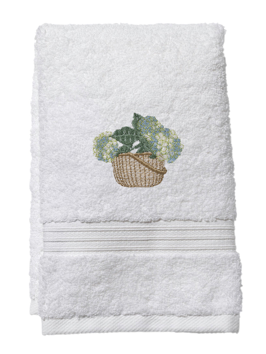 Guest Towel, Terry, Hydrangea Basket (Cream, Blue)