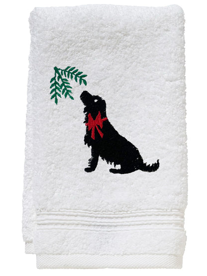 Guest Towel, Terry, Holiday Black Lab