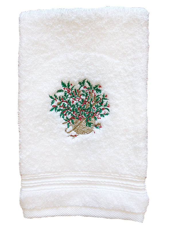 Guest Towel, Terry, Holly Basket (Green)