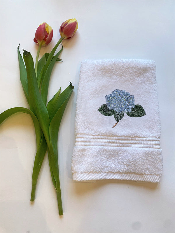 Guest Towel, Terry, Hydrangea Too (Light Blue)