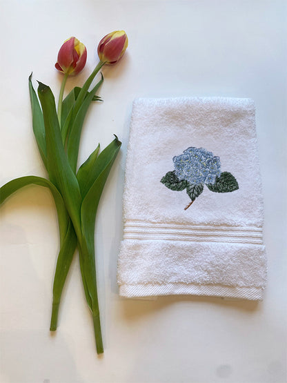 Guest Towel, Terry, Hydrangea Too (Light Blue)