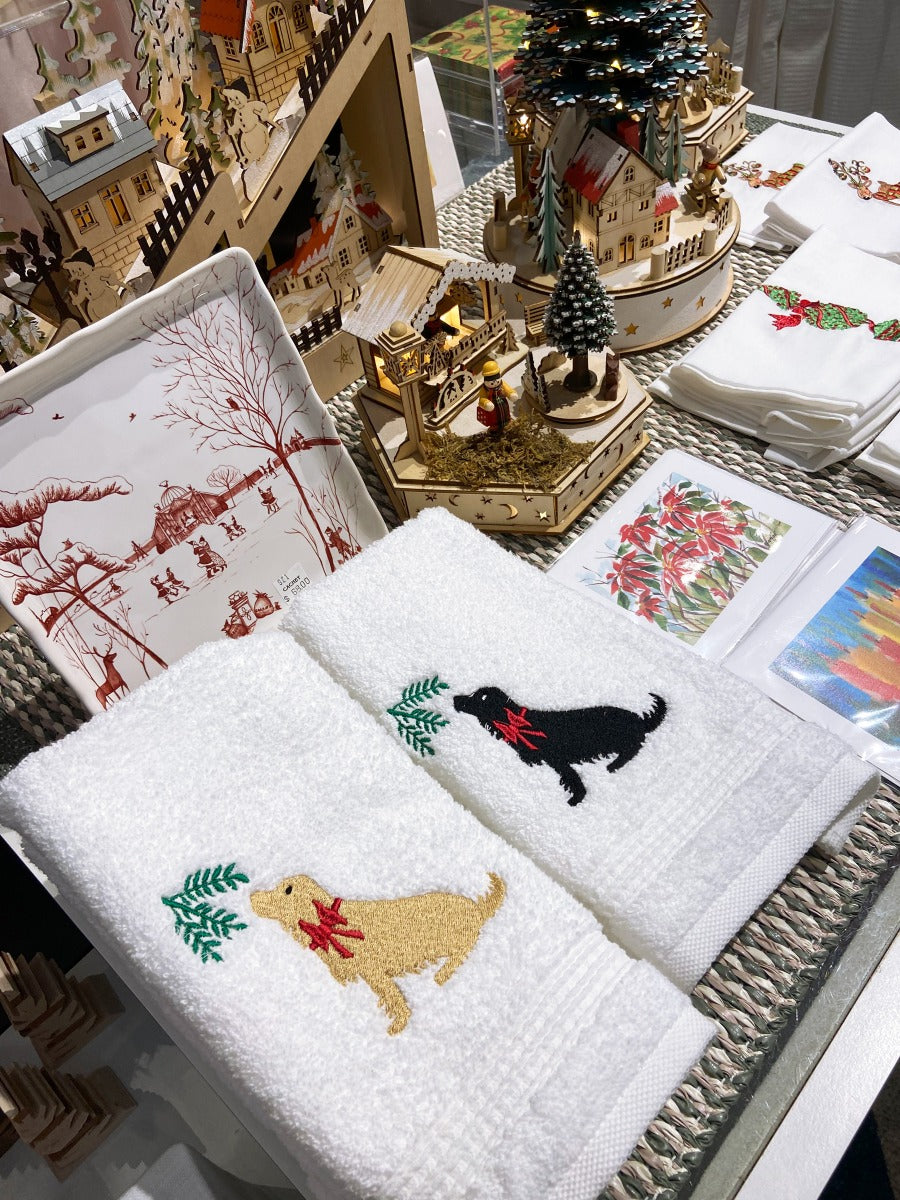 Guest Towel, Terry, Holiday Yellow Lab