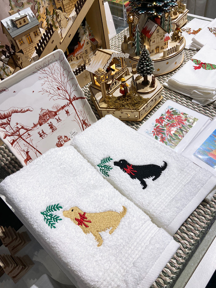 Guest Towel, Terry, Holiday Black Lab