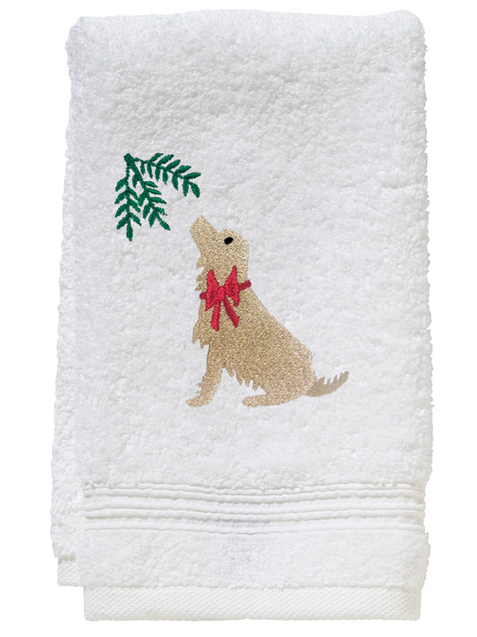 Guest Towel, Terry, Holiday Yellow Lab