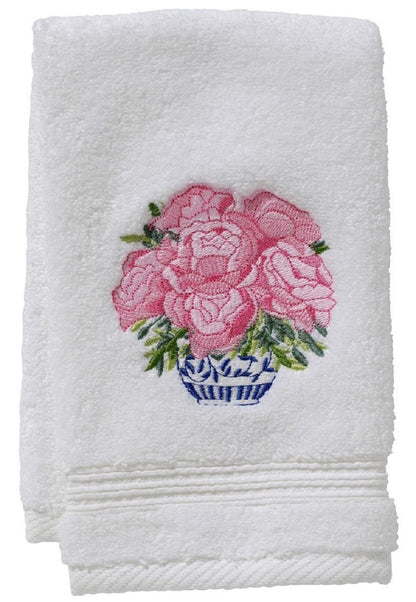 Guest Towel, Terry - Pot of Peonies (Pink)