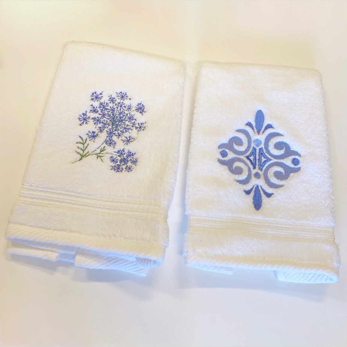 Guest Towel, Terry, Queen Anne's Lace (Blue)