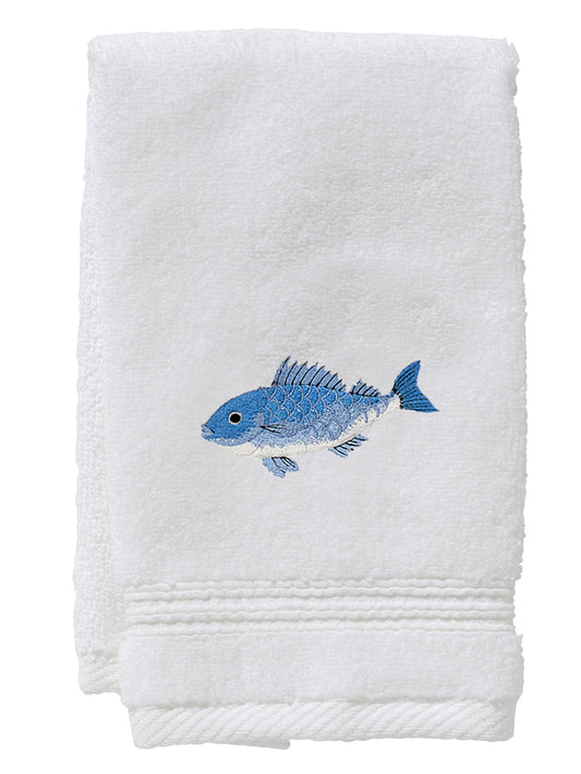Guest Towel, Terry, Swimming Fish (Blue)