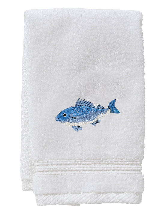 Guest Towel, Terry, Swimming Fish (Blue)