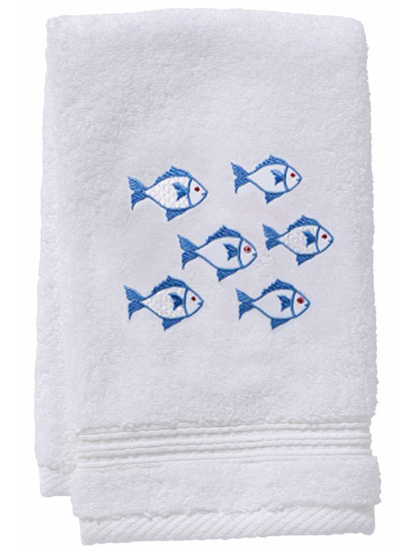 Guest Towel, Terry, School of Fish (Blue)