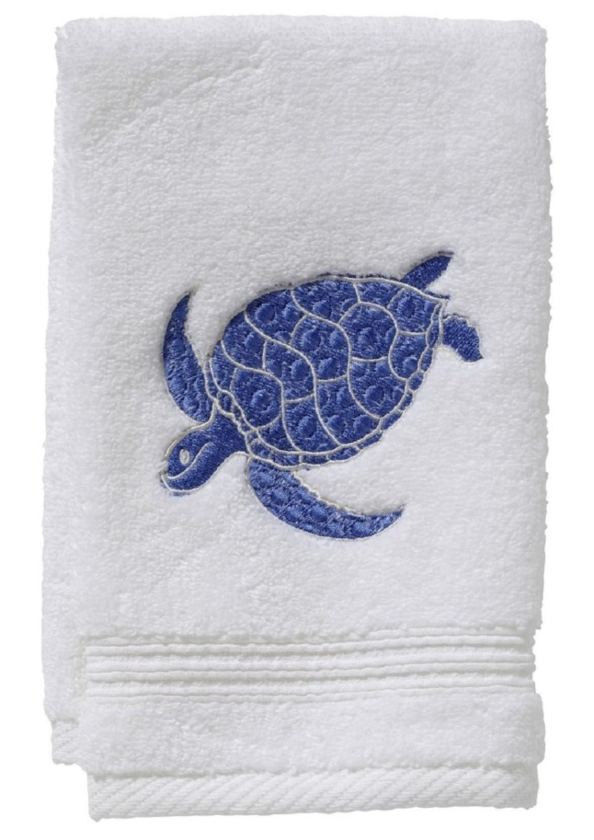 Guest Towel, Terry, Swimming Turtle (Blue)