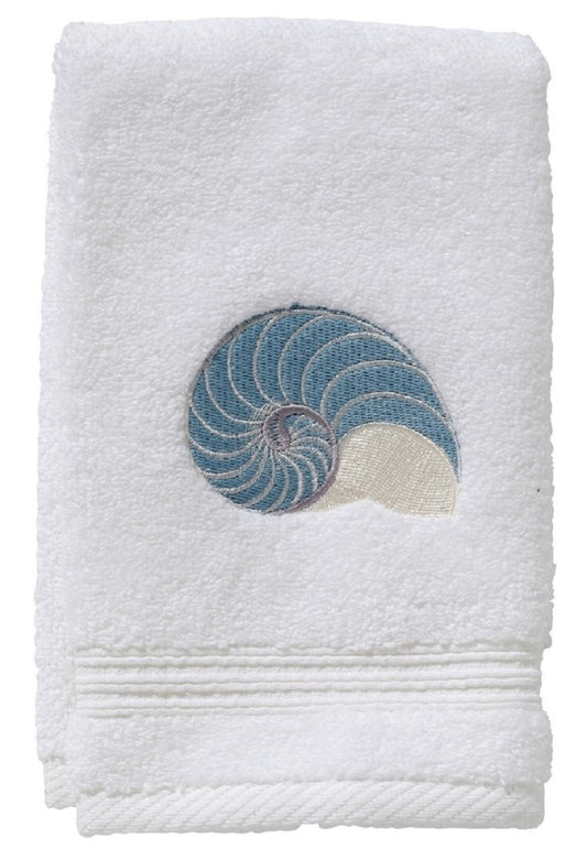 Guest Towel, Terry, Striped Nautilus (Duck Egg Blue)