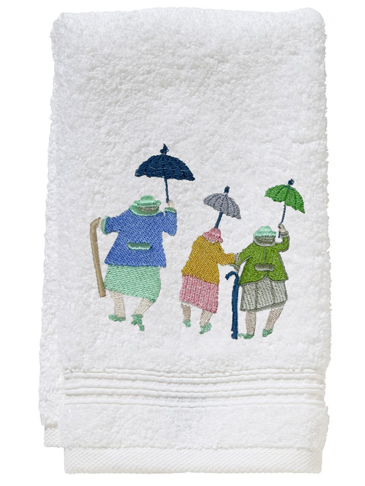 Guest Towel, Terry, Three Umbrella Ladies