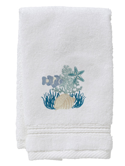 Guest Towel - White Cotton Terry, Embroidered