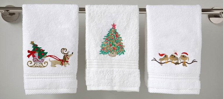 Guest Towel, Terry, Christmas Dog Sleigh
