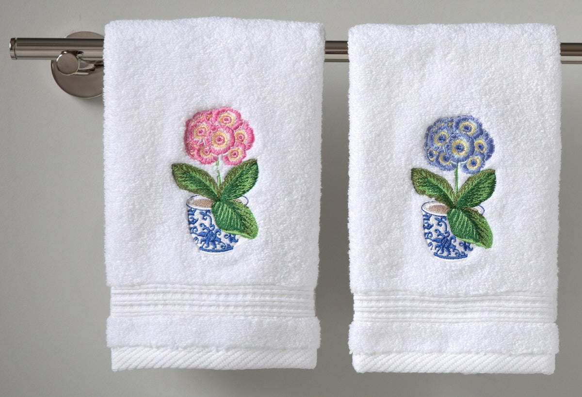 Guest Towel - White Cotton Terry, Embroidered