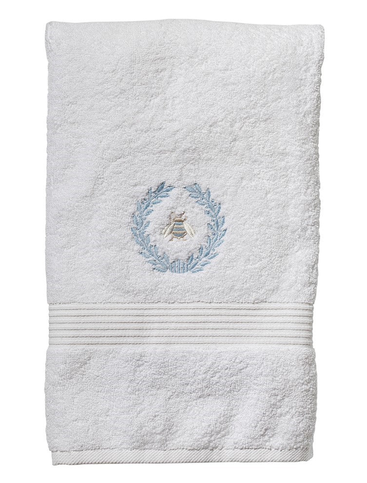 Hand Towel, Terry, Napoleon Bee Wreath (Duck Egg Blue)