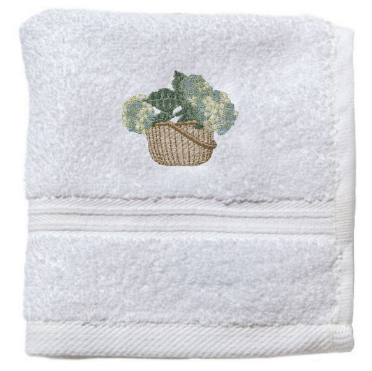 Wash Cloth, Terry, Hydrangea Basket (Cream, Blue)