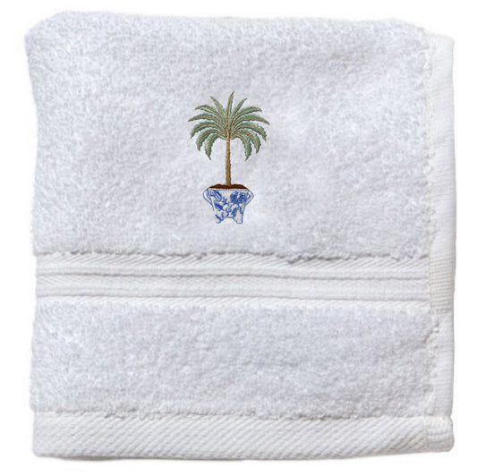 Wash Cloth, Terry, Tropical Palm Tree (Olive)