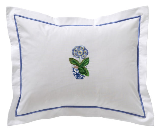 Boudoir Pillow Cover, Potted Primrose (Blue)