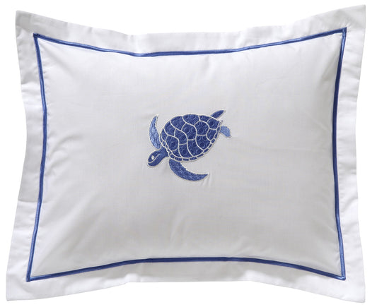 Boudoir Pillow Cover, Swimming Turtle (Blue)