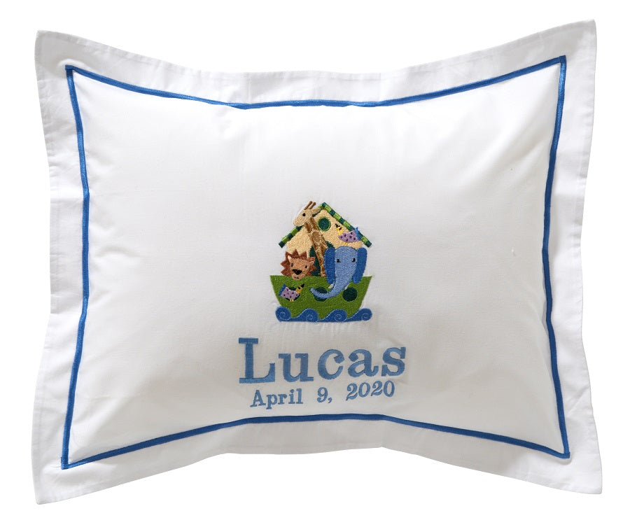Baby Boudoir Pillow Cover, Noah's Ark (Blue)