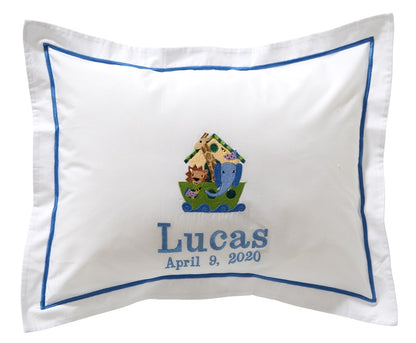 Baby Boudoir Pillow Cover, Noah's Ark (Blue)