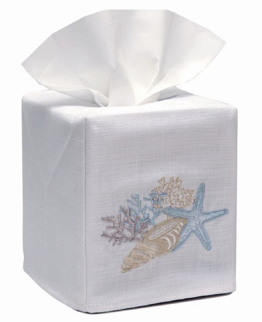 Tissue Box Cover, Linen Cotton - Shell Collection (Duck Egg Blue)