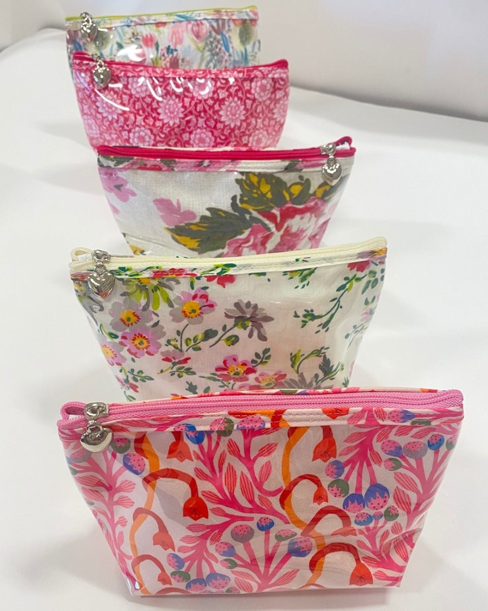 Cosmetic Bag (Medium), Strawberry Vine (Pink)