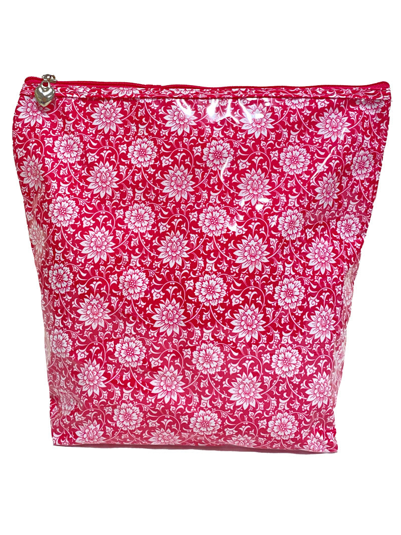 Cosmetic Bag (Large), Gerbera (Raspberry)