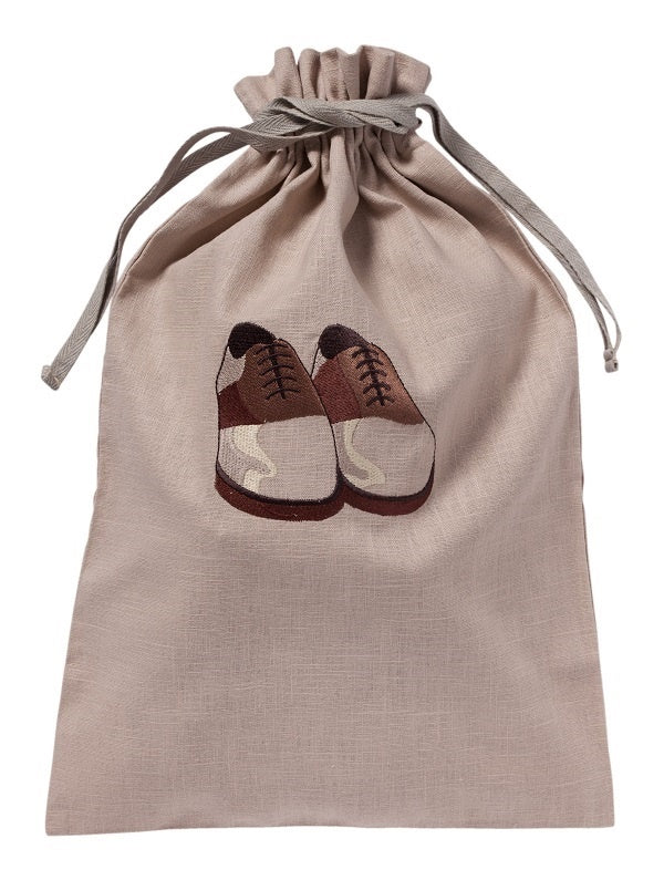 Men's Shoe Bag, Natural Linen (Tan)