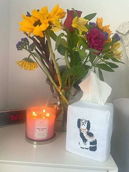 Tissue Box Cover, Staffordshire Dog (Black/White)