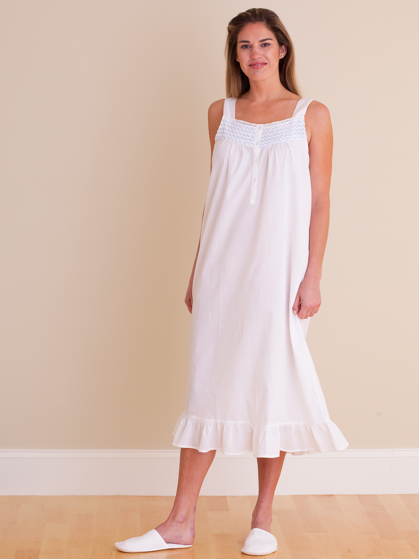 Vicki White Cotton Nightgown