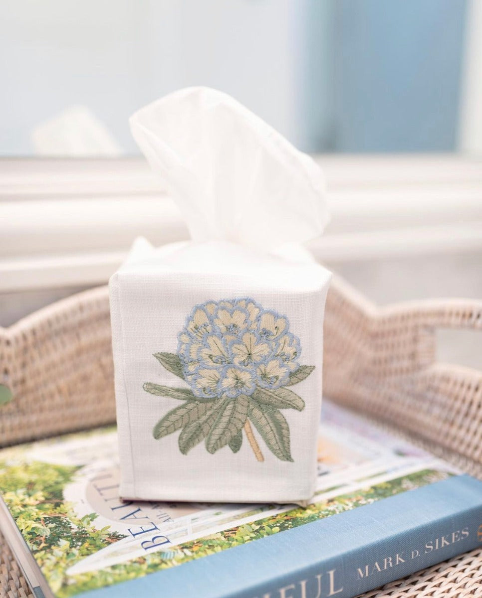 Tissue Box Cover, Rhododendron (Duck Egg Blue)