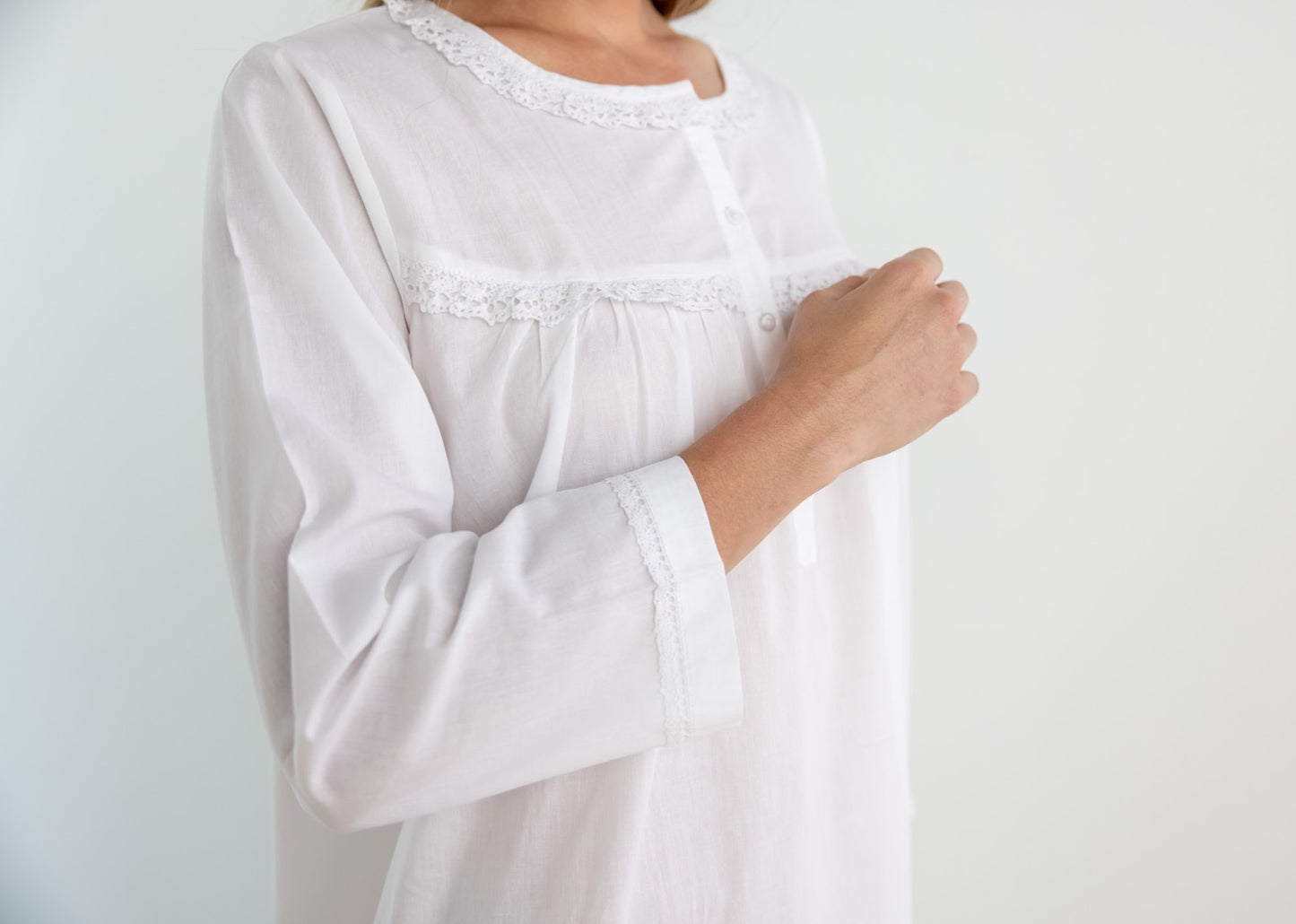 Catherine White Cotton Nightgown.