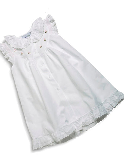 Gracie White Cotton Dress, Embroidered