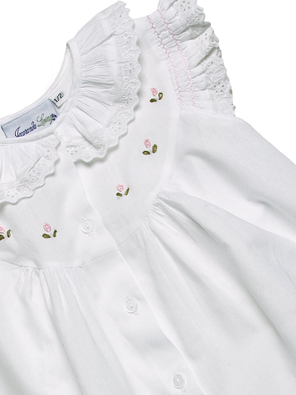 Gracie White Cotton Dress, Embroidered