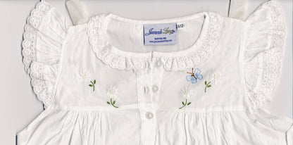 Lucy White Cotton Dress, Embroidered