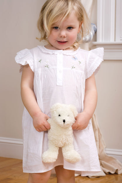 Lucy White Cotton Dress, Embroidered