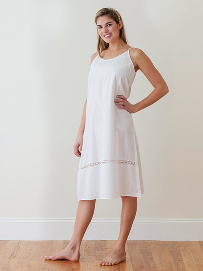 Kerry White Cotton Nightgown, French Lace