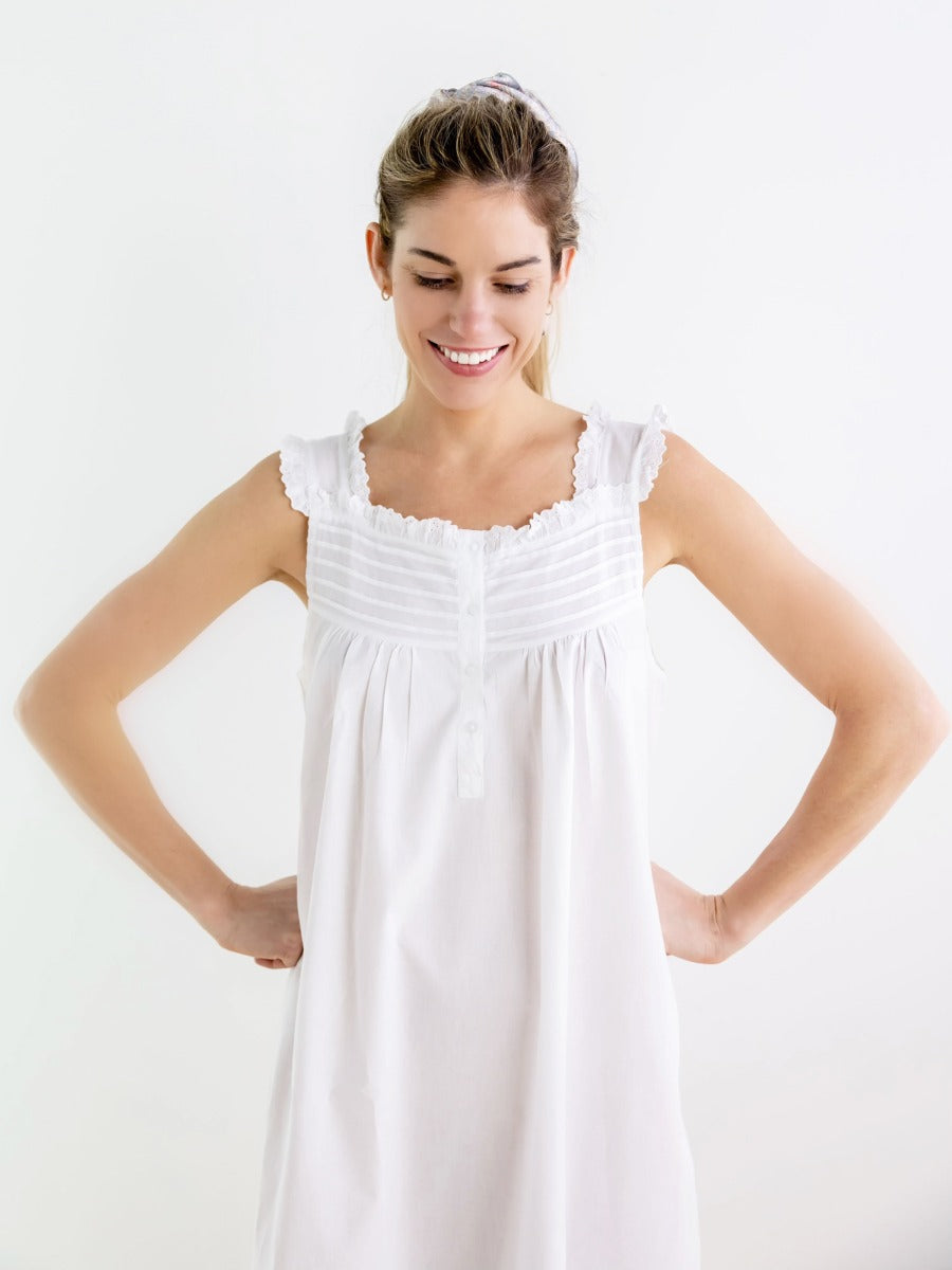 Mandi White Cotton Nightgown