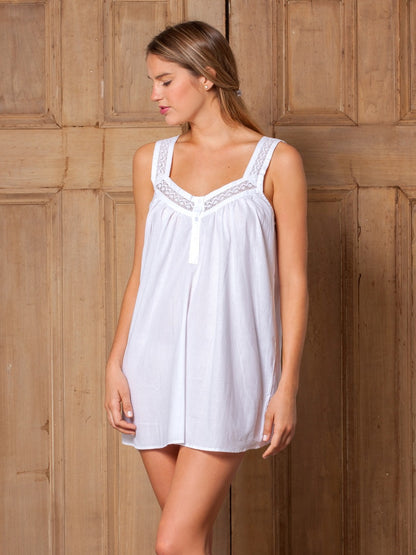 Charlotte White Cotton Nightgown - Jacaranda Living