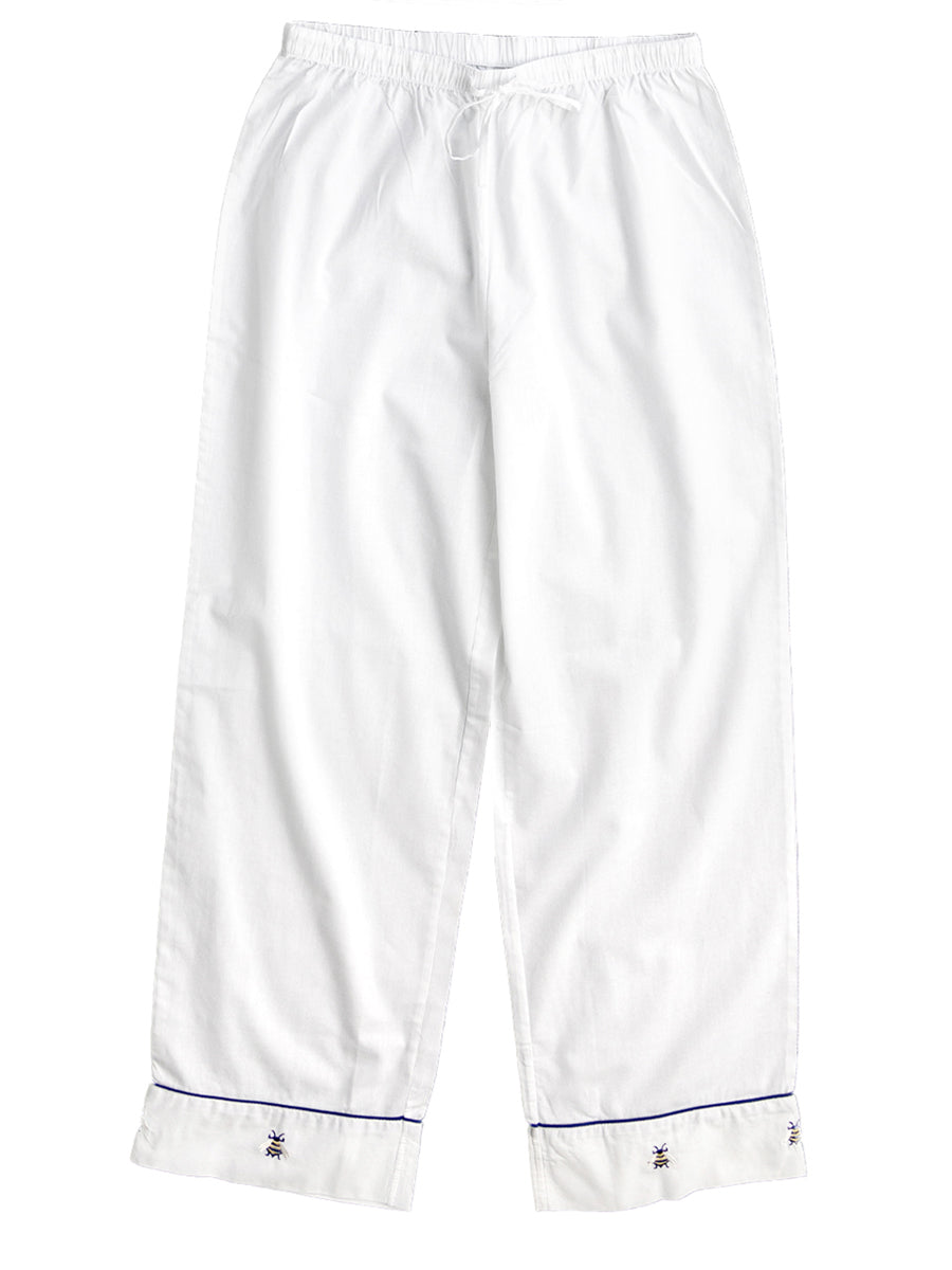 Lizzie White Cotton Pajamas, Embroidered