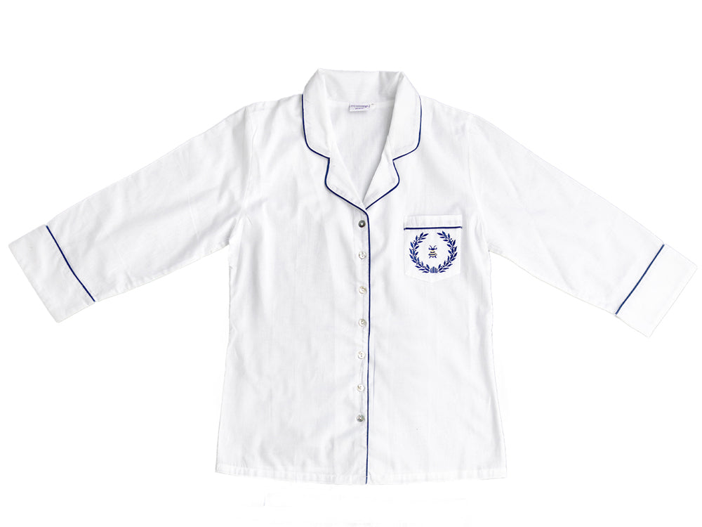 Lizzie White Cotton Pajamas, Embroidered