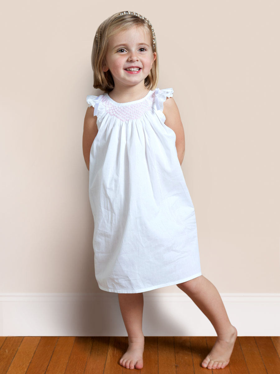 Mathilde White Cotton Dress, Smock