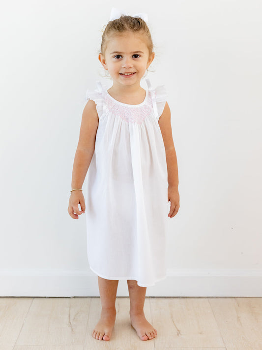 Mathilde White Cotton Dress, Smock