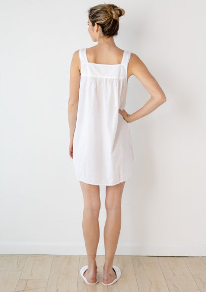 Faye White Cotton Nightgown, Lace